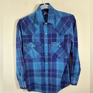 Dickies plaid long sleeve button pearl snap western shirt Mens small unisex